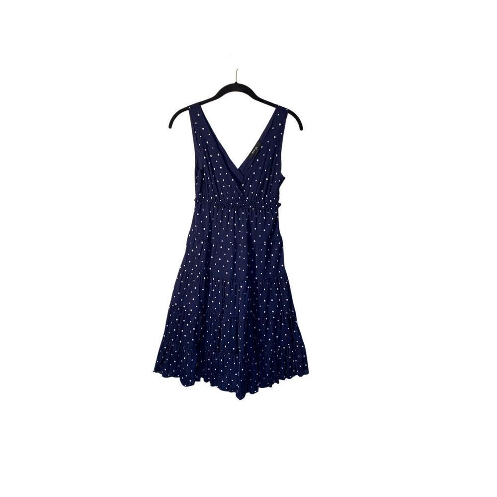Style & Co women’s navy, polkadot, baby doll fit and flare dress size PS